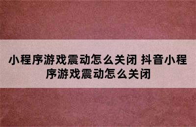 小程序游戏震动怎么关闭 抖音小程序游戏震动怎么关闭